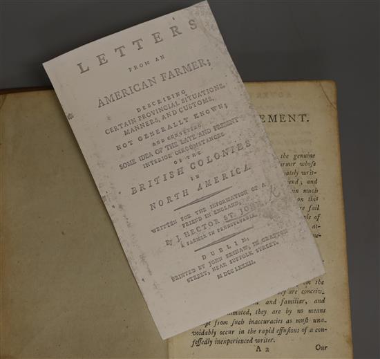 Crevecoeur, Michel Guillaume St. Jean de - Letters from an American Farmer, 12mo, calf, lacking title page,